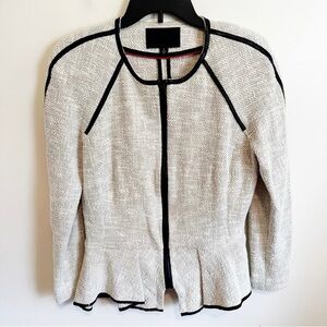 Marna Ro Jamie Tweed Leather Peplum Blazer